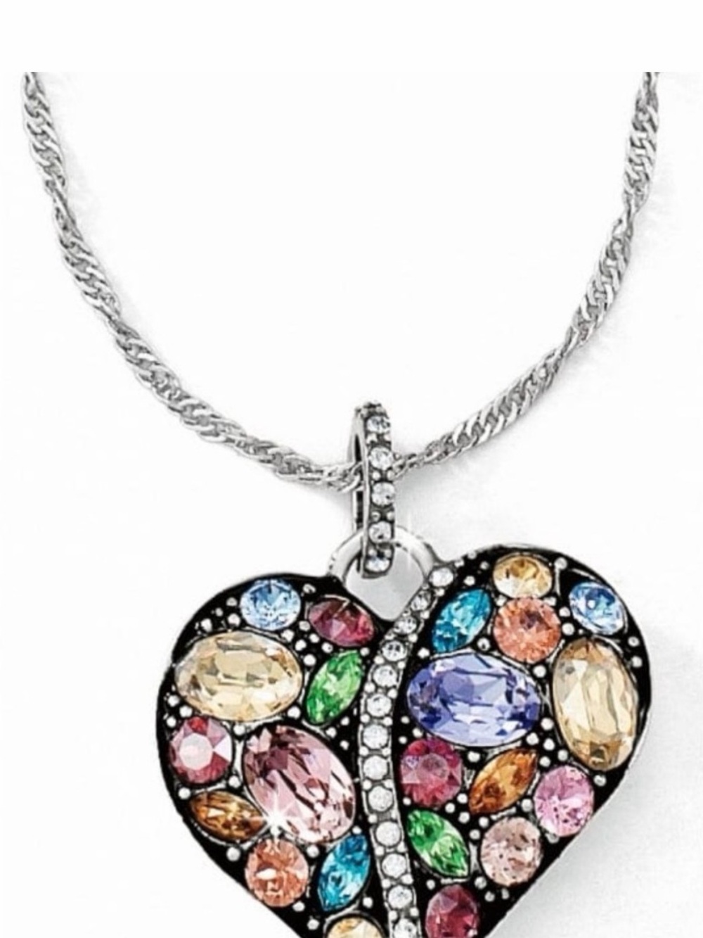 Multicolor Crystal Heart Pendant Necklace - Brighton